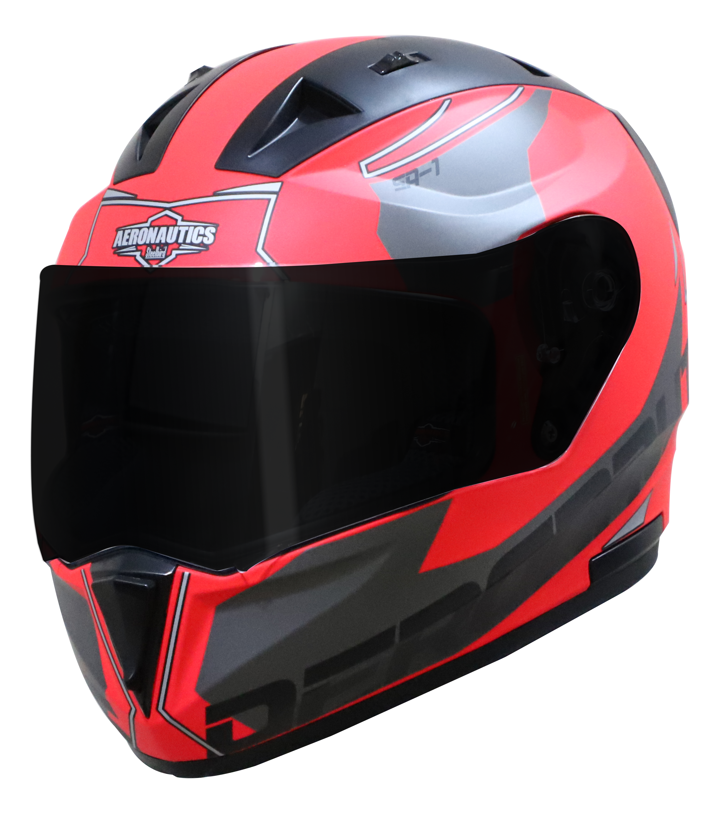 SA-1 RTW GLOSSY FLUO WATERMELON WITH WHITE (FITTED WITH CLEAR VISOR EXTRA SMOKE VISOR FREE)